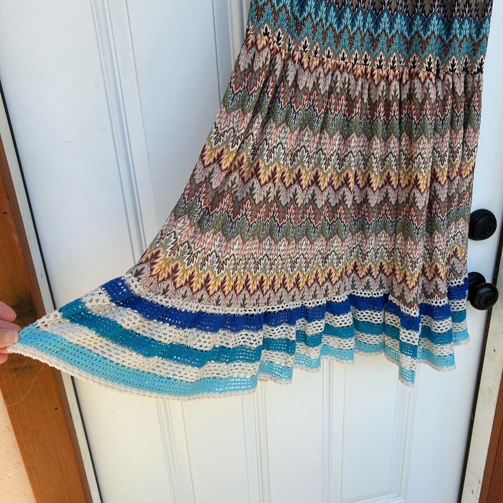 Lapis Blue and Brown Textured Skirt - Picture 2 of 8